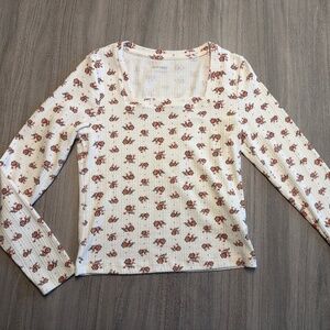 Ribbed long sleeved Floral Shirt